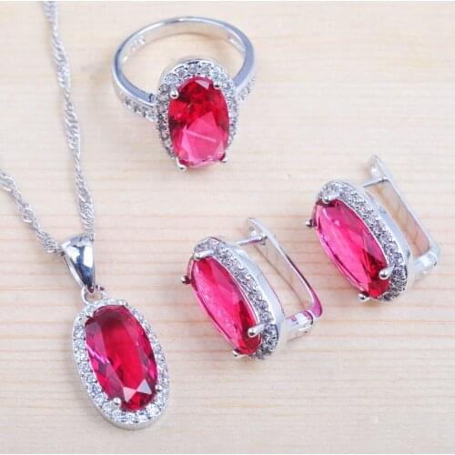 Russian Style Crystal Zirconia Jewelry Sets Womens Wedding Silver Color Necklace And Earrings Ring Set Fast Ship QZ0170