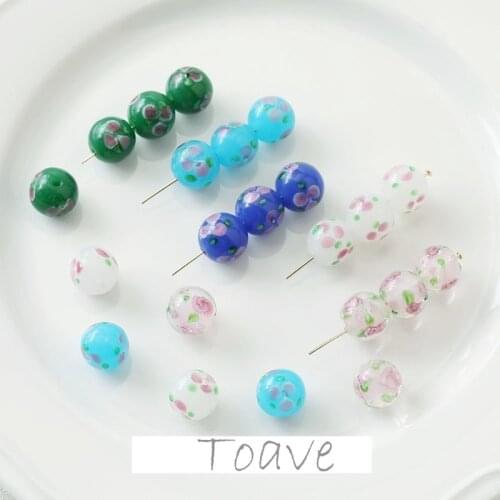 Round Flower Straight Hole Glass Bead diy Beaded Bracelet Necklace Handmade Material Accessories Material