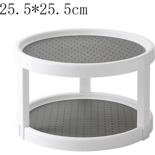 Kitchen Storage Rack Holder Cabinet Refrigerator Turntable Non-Skid Desktop Rotation Tray Spice Seasoning Jar Organizer Shelf