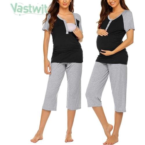 Summer Pajamas Set For Pregnant Women Maternity Sleepwear Nursing Tops+Shorts Lounge Clothes Breastfeeding Nightwear Home Wear