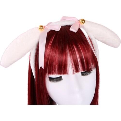 H9ED Fashionable Hairbands Lovely Animal Ears Bell Hair Hoop Holiday Party Christmas Cosplay Hair Accessories with Bowknot