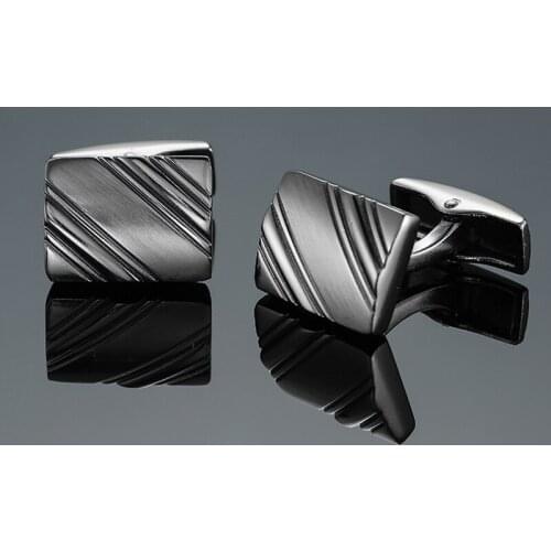 DY High quality brass rhodium plating gun black striped square Cufflinks Mens French shirt Cufflinks free shipping