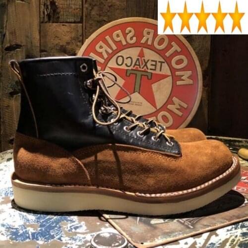 Men Retro Handmade Motorcycle 100% Genuine Leather Ankle Boots Luxury Lace Up Platform Work Safety High Top Shoes Booties
