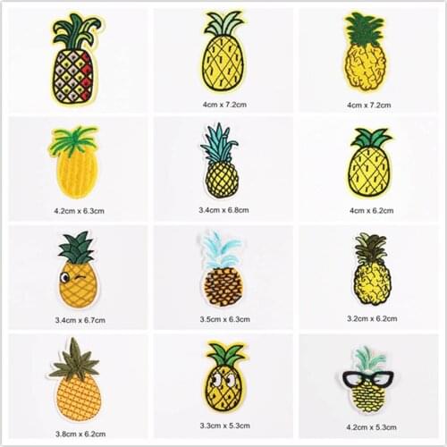 Pineapple Fruit Patches Cap Shoe Iron On Embroidered Appliques DIY Apparel Accessories Patch For Clothing Fabric Badges BU166