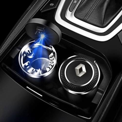 NEW Car Ashtray With Led Lights With Logo Creative Personality for clio 2 3 4 5 mk3 mk4 megane 2 3 4 cc Car
