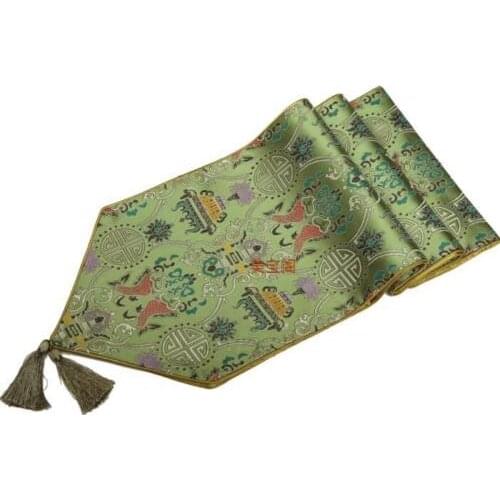 New Fashion Chinese Handmade Vintage Noble GreenSilk Table Runner Cloth Bed Flag