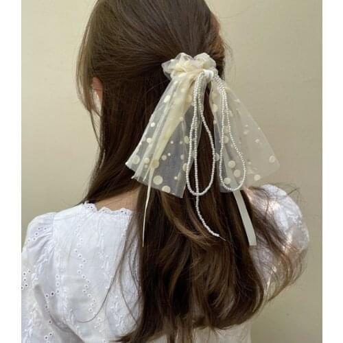 2021 New Women Scrunchie Ribbon Elastic Hair Bands Bow Scarf Pearl Head Band for Girls Ladies Hair Ropes Ties Hair Accessories