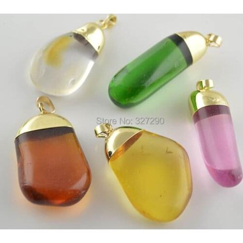 New Arrival Candy Color Imitated Crystal Pendant Freedom Shape Synthesis Jewelry 5pc/lot