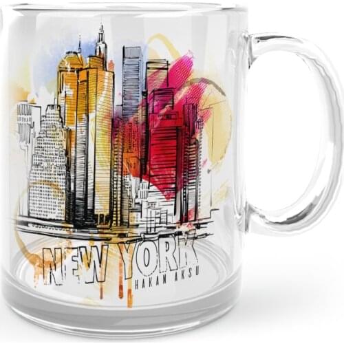 Personalized New York Design Glass Mug Cup-1