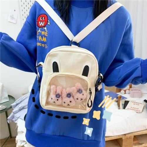 2021 Transparent Backpack Bags Mini Korea Backpack Kawaii Rabbit Flower Handbag Grils Crossbody School Bags Briefcase Female Hot