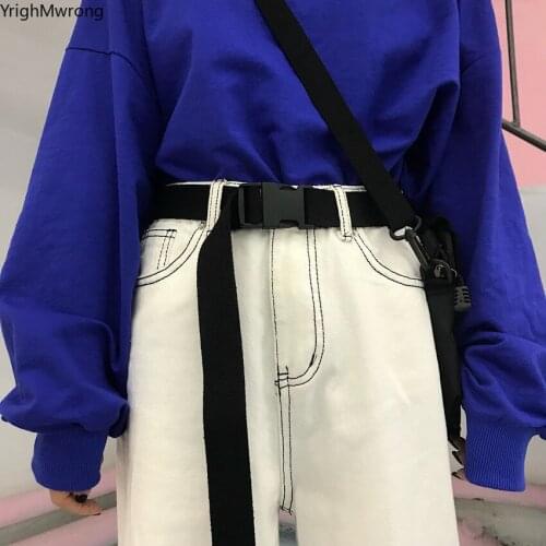 Black Pink White Blue Long Belt Korean Japanese Women Men Hip Hop Punk High Streetwear Fashion Waist Strap Harajuku Solid Canvas
