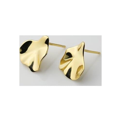 925 Sterling Silver Irregular Twisted Disc Stud Earrings for Women Smooth French Earrings Jewelry 2021 New