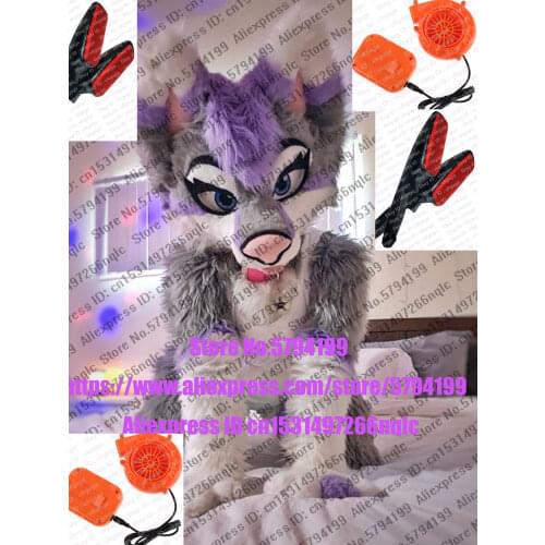 Grey purple cat HUSKY Dog Wolf Furry Fursuit Suit Costume Cosplay Animal Party Fancy Dress Carnival Birthday Gift