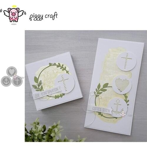 Piggy Craft metal cutting dies cut die mold Cross heart anchor circle Scrapbook paper craft knife mould blade punch stencils die
