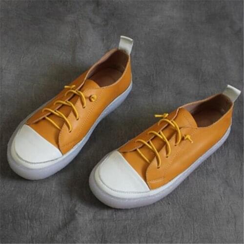 Spring woman nurse flat shoes genuine leather Lace Up Round Toe soft Retro Comfortable drive fashion Casual shoes for women