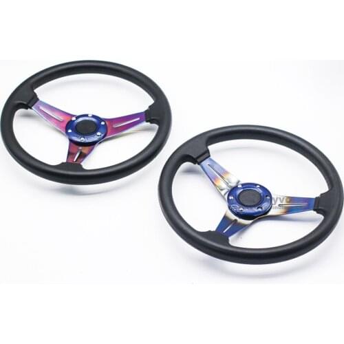 Universal Sport Steering Wheel 14inch 350mm leather Car Racing Steering Wheel Dish Drifting Leather Aluminum Racing Wheel