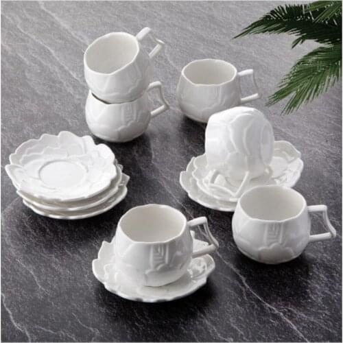 Voracious Home Porcelain 6'lı Coffee cup Round 12 Piece White