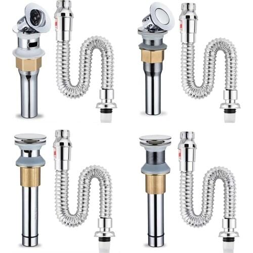 Bathroom Basin Sink Pop Up Drain Set With Wash Basin Drain Pipe Bathroom Faucet Accessories No Water Leakage Corrosion-resistant