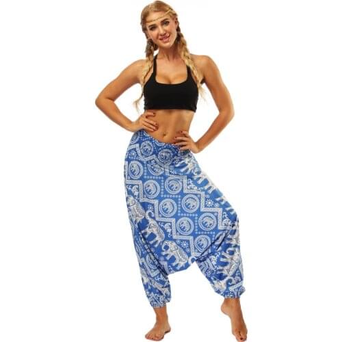 Women Yoga Pants Fitness Trouser Sport Bottom Elephant 3D Print India Style Vintage Bloomers Breathable Travel Loose Beach Pants