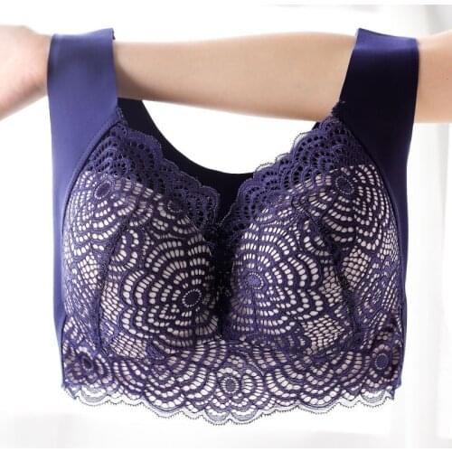 Womens Large-Size Sexy Lace Fat mm Thin wireless push up bra Vest-Style fitness lingerie bralette comfortbale luxury bra CD cup