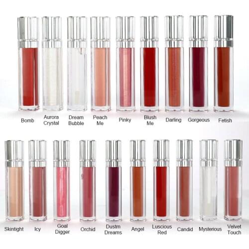 Liquid Lipstick Shimmer Lip Gloss Private Label Custom Logo Shiny Glitter Clear Lip Gloss Wholesale Sliver Tube
