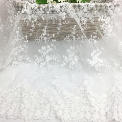 1 yard High Quality Flower mesh embroidery lace fabric clothing skirt wedding dress DIY handmade fabric