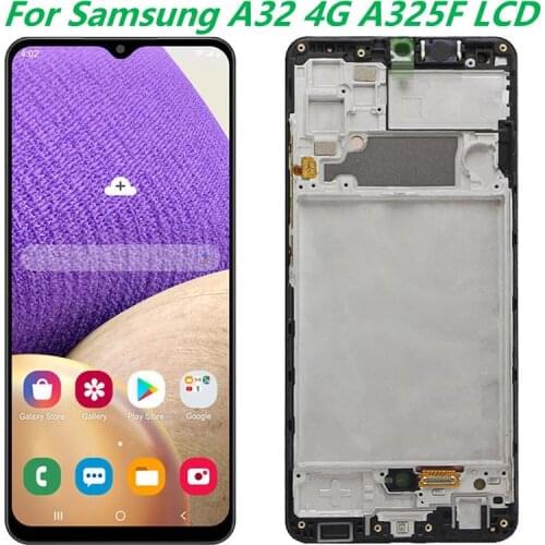 100% Original AMOLED With Frame Display For Samsung Galaxy A32 4G A325F SM-A325M SM-A325F/DS Touch Screen Digitizer Assembly