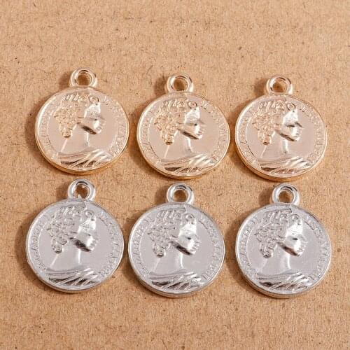 10pcs 16*19mm Alloy Carved Portrait Charms Pendant for Bracelets Necklaces Gold Silver Color DIY Making Handmade Jewelry Finding