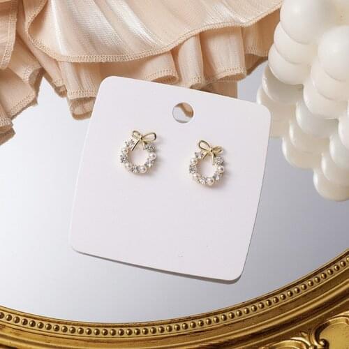2020 New Fashion Shiny Crystal Metal Bowknot Senior Drop Earrings Sweet Fresh Lovely Contracted Fine Pearl Women Trend Earrings