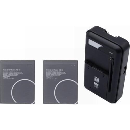2x 3000mAh 11.4Wh KE40 Replacement Battery + Universal Charger For Motorola Moto KE40 Smart Phone Batteries