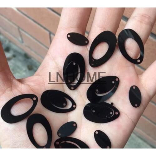 400pcs 14*22mm Hollow Egg Drop Oval Shape Sequins Double Eggs Crafts Sewing ,Women Kids Diy Accessories Black Spangles