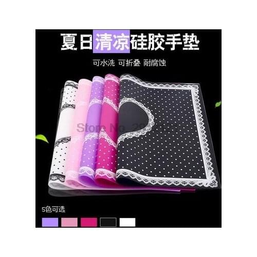 By dhl or ems 50pcs Nail Art Silicone Plastic Pillow Hand Holder Cushion Table Mat Pad Foldable Washable Manicure Tools new
