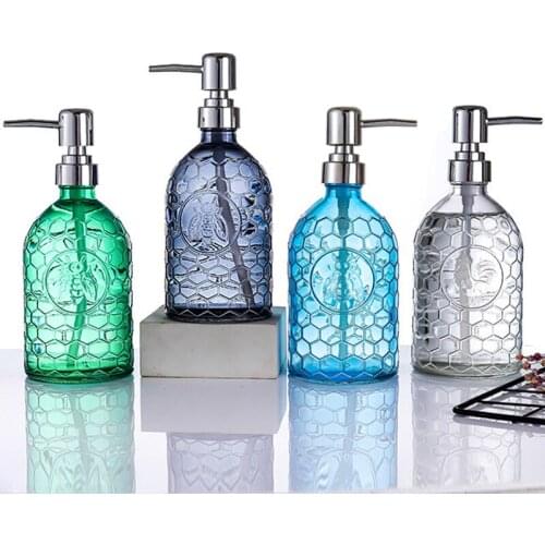 500ml Soap Dispenser Hand Sanitizer Glass Bottle Animal Pattern Stained Glass Shampoo Shower Gel Bottle for Bathroom