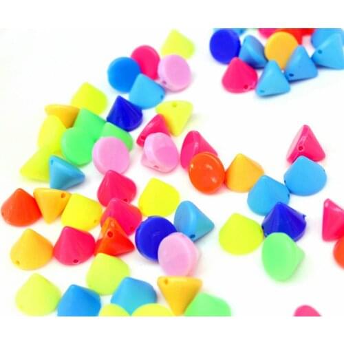 600pcs mix color quality acrylic 10mm Studs, Single Row Spikes Cone Rivet Stud with straight holes