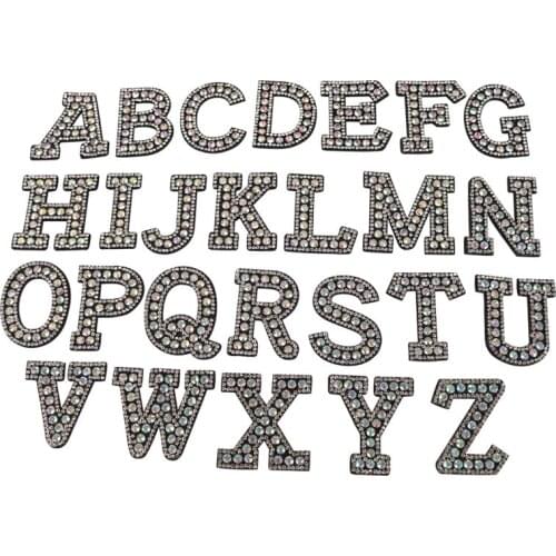 A-Z 1pcs Rhinestone English Alphabet Letter Applique 3D Iron On letters Patch For Clothing Badge Paste For Clothes Bag Shoes