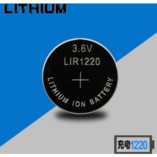 Free shipping Mercury free 3.6V LIR1220 lithium Rechargeable LI-ION Coin Cell Button CMOS Battery for laptop 10pcs/lot