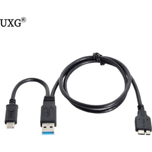 Combo USB-C USB 3.1 Type-C & USB3.0 Type-A Host to Micro USB 3.0 Target Data Cable for Disk