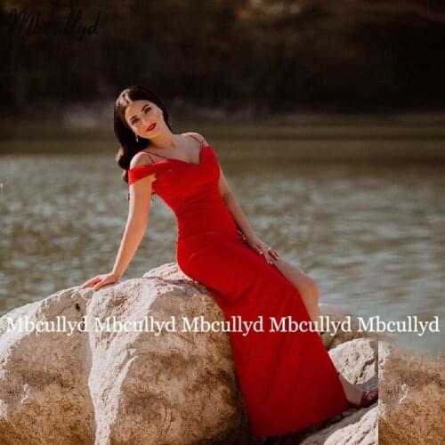 Cheap Party Dress Mermaid Long Evening Gown Vestido De Festa 2021 Custom Made Red Robe De Soiree Kaftans Woman Prom Dresses