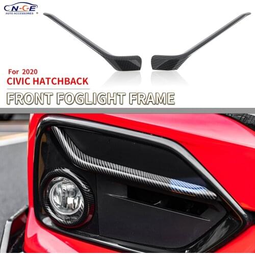 For Honda Civic Hatchback front fog light frame carbon fiber style Lamp Eyelid Eyebrow Foglight Molding Trim sticker Accessories