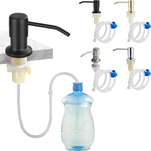 Stainless Steel Sink Liquid Soap Dispenser Built-In Lotion Pump Head Extension Silicone Tube For Bathroom Kitchen Cleaning