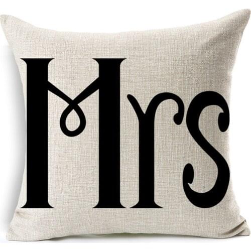 Hot Sale Pillow Covers Creative MR&MRS Fashion Pattern New Style 45X45CM Linen Pillow Cover \ Home Decorative Linen Cushion