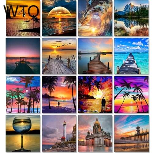 Canvas Painting Landscape Sunset Sea Picture Poster and Printed Wall Art for Living Room Home Decoration Canvas Art Surprise Box