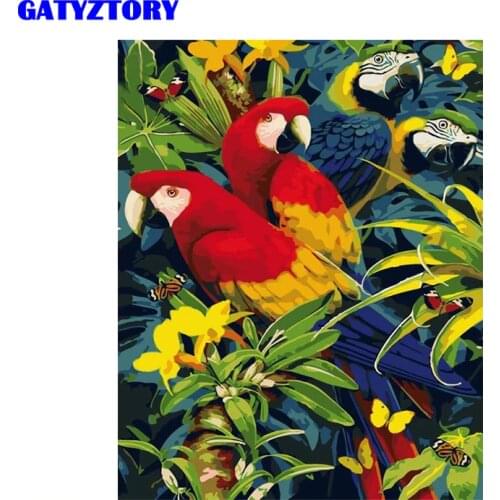 GATYZTORY Frame Picture Parrot DIY Painting By Numbers Animals Modern Home Wall Art Canvas Painting 50x65cm Home Decors Artwork