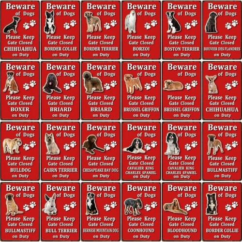 [ Kelly66 ] Pet Beware Of Dogs Bulldog Border Terrier Tin Poster Metal Sign Home Decor Bar Wall Art Painting 20*30 CM Size Dy108