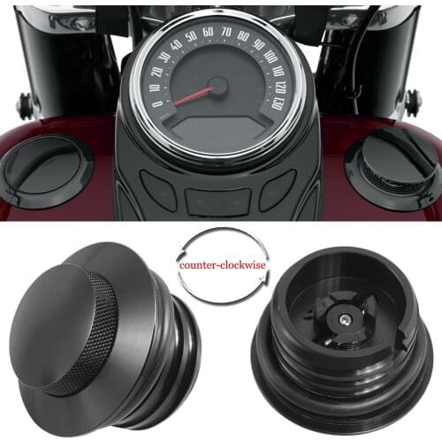 Motorcycle Black Pop Up Gas Cap Fuel Cap Tank Cover Screw-In For Harley Big Twin Sportster XL Dyna Softail Touring Glide Trike