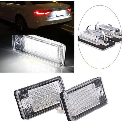 DC 12V 2Pcs 18 LED Error Free License Plate Light Lamp LED Bulbs For Audi A3 A4 B6 B7 A6 A8 Q7 A5 Auto Interior Lamp