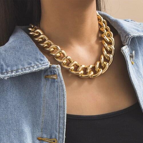 Punk Exaggerated Chunky Aluminium Thick Chain Choker Necklace Women Hiphop Vintage Geometric Clavicle Necklace Chocker Jewelry