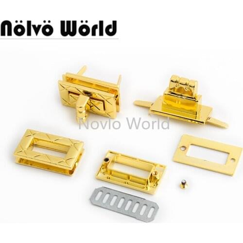 Nolvo World 2-10sets 19*33mm bag lock buckle K gold purse accessories Twist turn locks