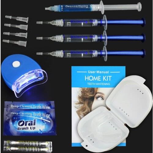 Dental Lab Professional Teeth Whitening Kit 4 Gel 2 Strips 1 LED Carbamide Peroxide