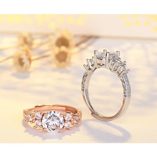 New Romantic Zircon Wedding Ring for Women Micro-inlaid Simulation Ring Jewelry Engagement Love Ring Gift